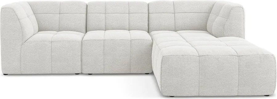 Colțar alb cu tapițerie din țesătură bouclé (cu colț pe partea dreaptă/cu șezlong) Aloha – Makamii