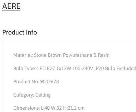 Plafoniera design modern, Stone Brown, AERE, L 40cm