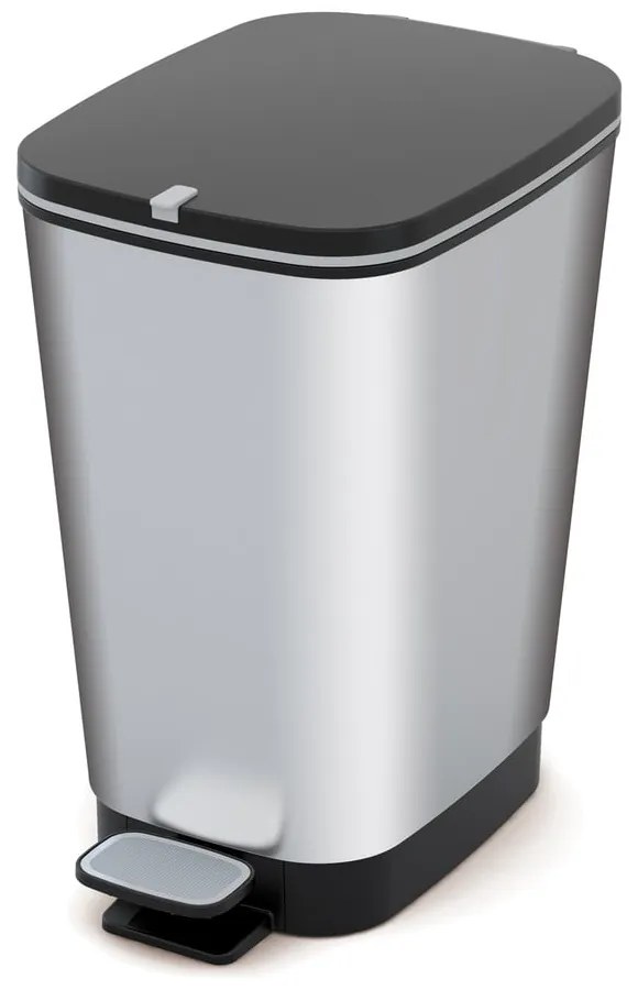 Coș de gunoi argintiu cu pedală din plastic 25 l Chic Bin – KIS