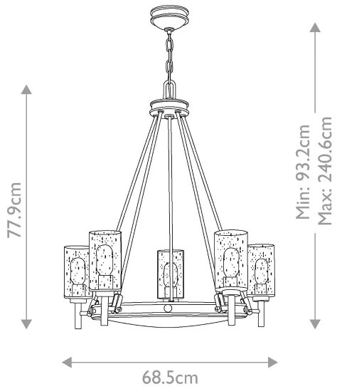 Lustră pe lanț COLLIER 5xE27/100W/230V Elstead HK-COLLIER5
