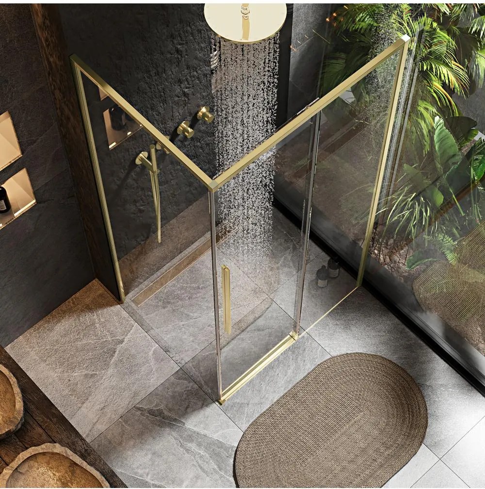 Cabina de dus SOLAR cu cadita alba 100x80 cm auriu periat