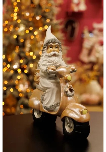 Decorațiune de Crăciun 33 cm Moș Crăciun cu motocicletă