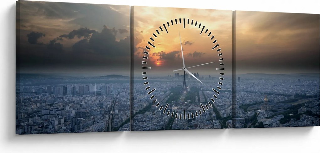 Tabloul - Paris din înâlțime (cu ceas) (90x30 cm)