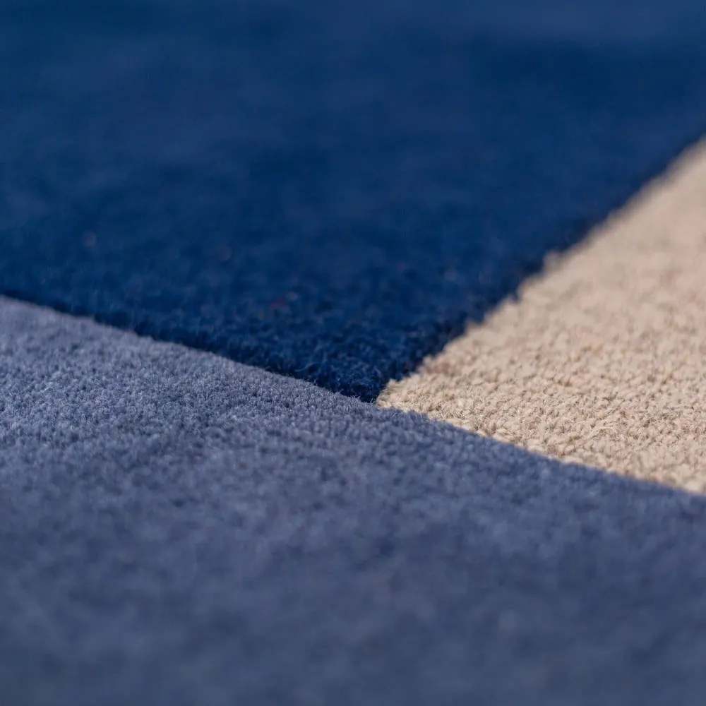 Covor albastru țesut manual, rotund, din lână ø 150 cm Mia Segment – Flair Rugs