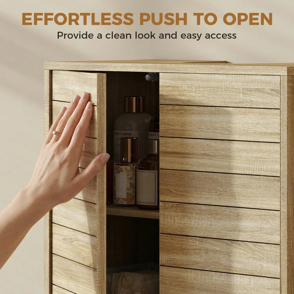 HOMCOM Dulap Sub Lavoar, Baie cu Raft Reglabil, Design Push-to-Open | Aosom Romania