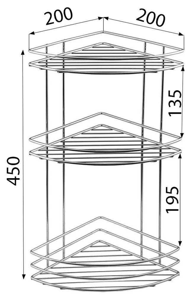 Raft de sârmă de colț AQUALINE 37015 Chrom linetriplu, argintiu