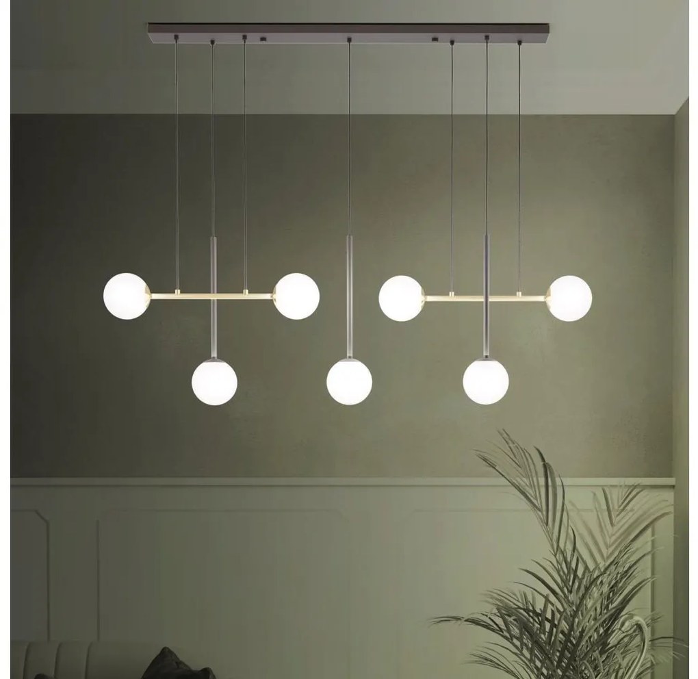 Lustră pe cablu Eglo 390178 PAZ 7xE14/40W/230V auriu/negru