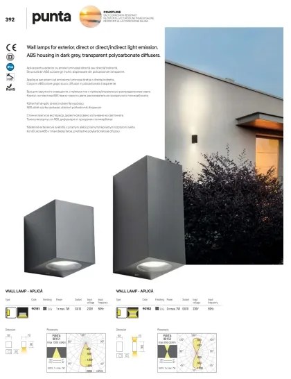 Redo 90151 - Aplică perete exterior PUNTA 1xGU10/7W/230V IP44