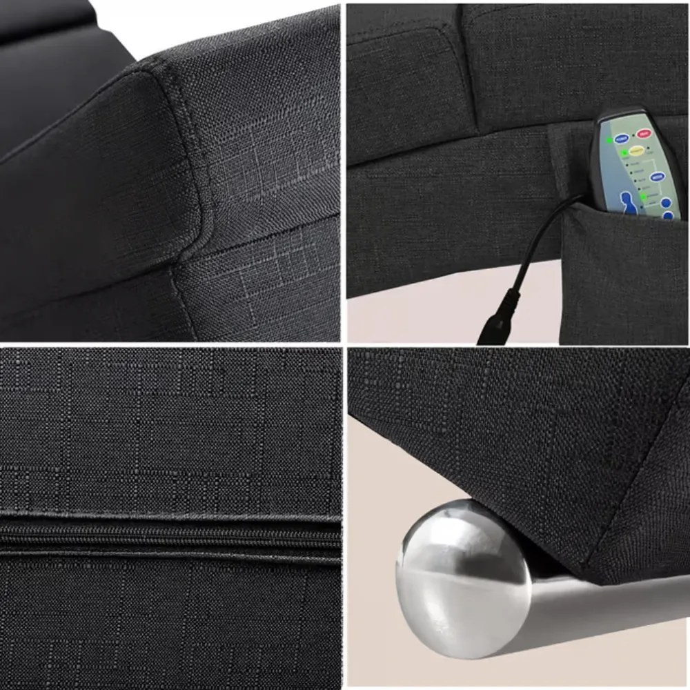 Șezlong LONDON cu funcție de masaj și încălzire, 186x55x89 cm, antracit Casaria