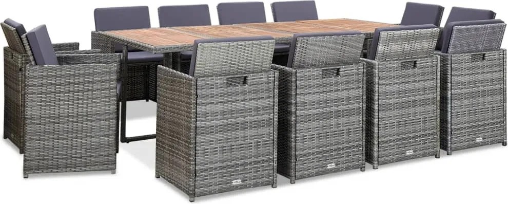 vidaXL Set mobilier de exterior cu perne 13 piese, antracit, poliratan