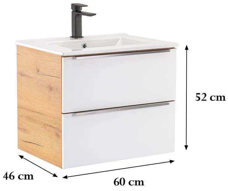 Dulap inferior Vario Trim 60 cu lavoar stejar-alb