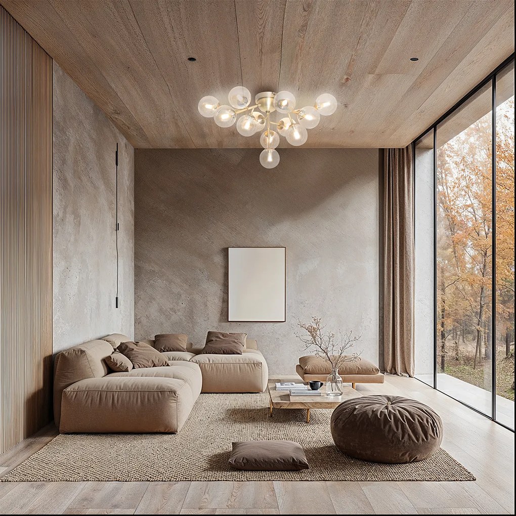 Plafonieră inteligentă bronz cu sticlă ambră 12 lumini incl. Zigbee G9 - Bianca