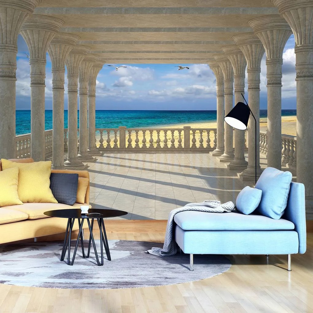 Fototapet - Plaja de mare, nisip și peisaj (152,5x104 cm)