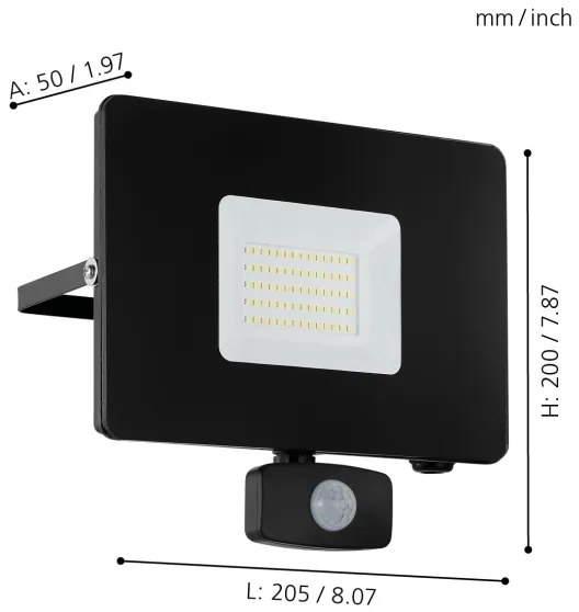 Eglo 97463 - LED Proiector cu senzor FAEDO 3 LED/50W/230V