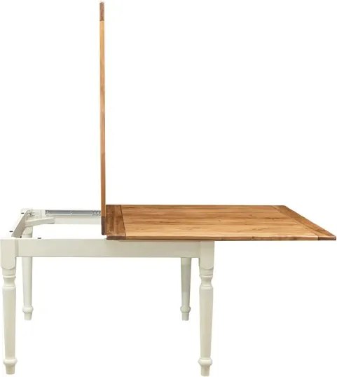 Masa pliabila, L120(240) 120 80 cm, culoare natur alb antic, Lemn masiv