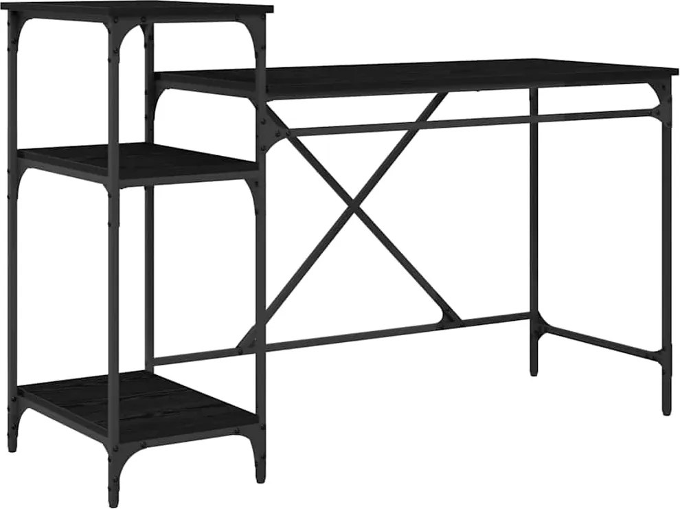 vidaXL Birou Stejar Negru 135 x 50 x 90 cm Lemn compozit