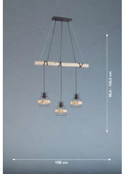 Lustră pe cablu STRAW 3xE27/40W/230V Fischer & Honsel 60798