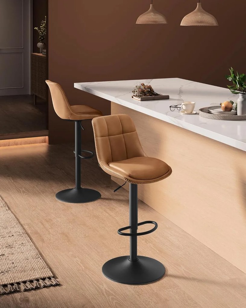 SCB3 - Set 2x Scaune Bar Negre / Maro / Gri / Verde - Piele ecologica