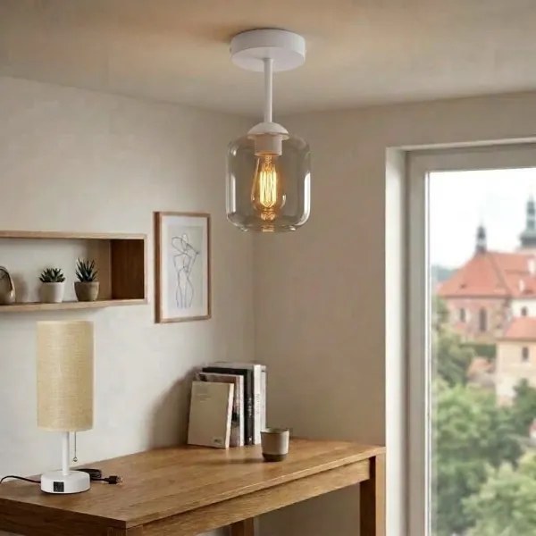 BRILAGI - LED plafonieră aplicată R GLASS 1xE27/60W/230V Ø 14 cm alb/gri fumuriu