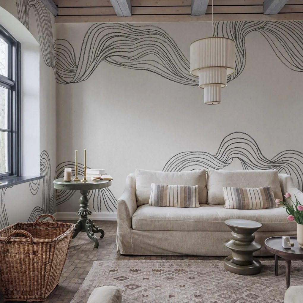 Fototapet, Stripes by Hand, Graphite, Rebel Walls