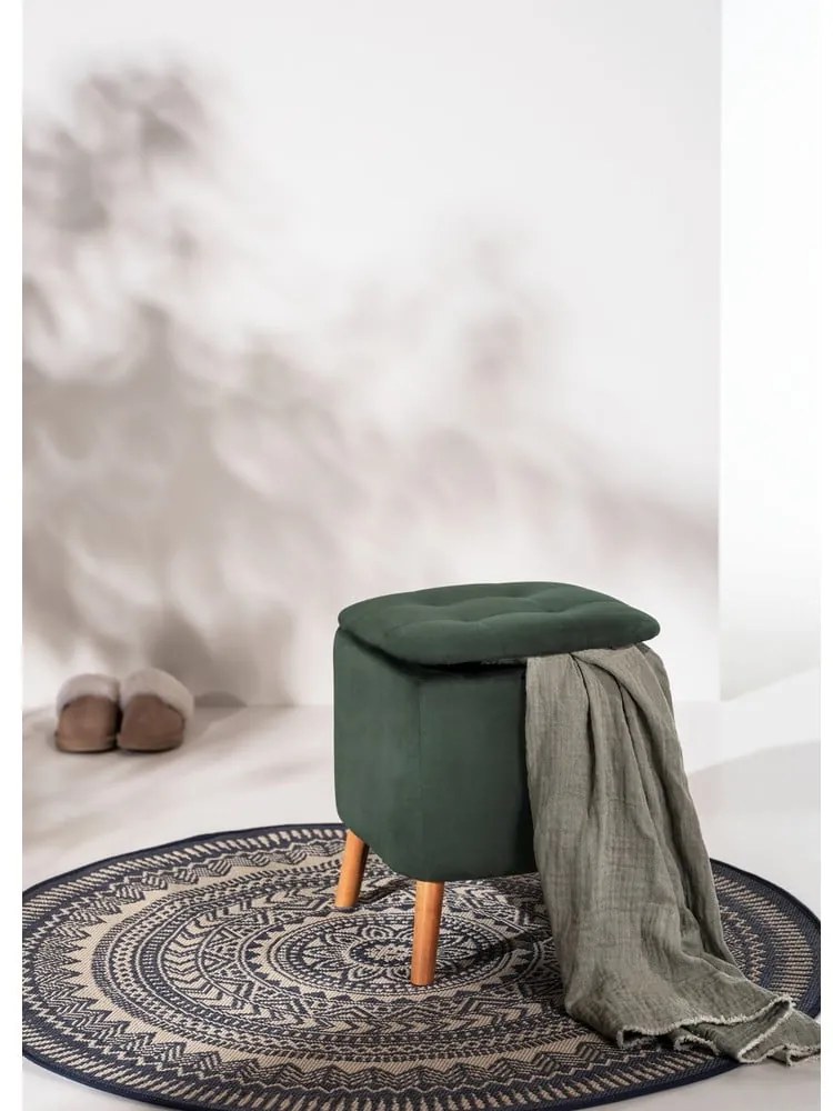 Taburet verde cu tapițerie din catifea – Wenko