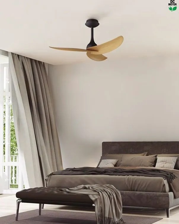 Ventilator cu 3 palete si telecomanda IPANEMA III negru/ aspect lemn MA-9041