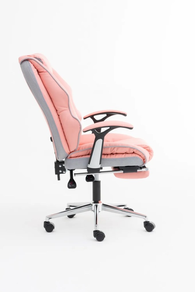 Scaun Directorial, Funcție Recliner, Suport Picioare, Piele PU, SIB OS 051, Roz