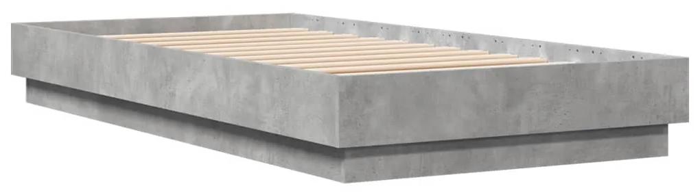 839640 vidaXL Cadru de pat, gri beton, 75x190 cm, lemn prelucrat