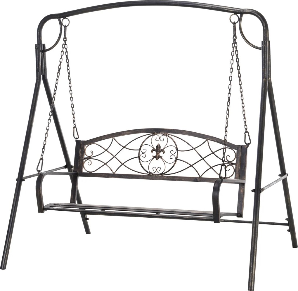 Outsunny Leagăn de grădină Bancă-leagăn pentru grădină Outdoor-Schaukel, design vintage, aspect alama, 167 cm x1 23 cm x 175cm | Aosom Romania