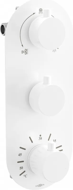 Mexen Kai baterie termosatică pentru cadă-duș cu 3 ieșiri, albă - 77603-20