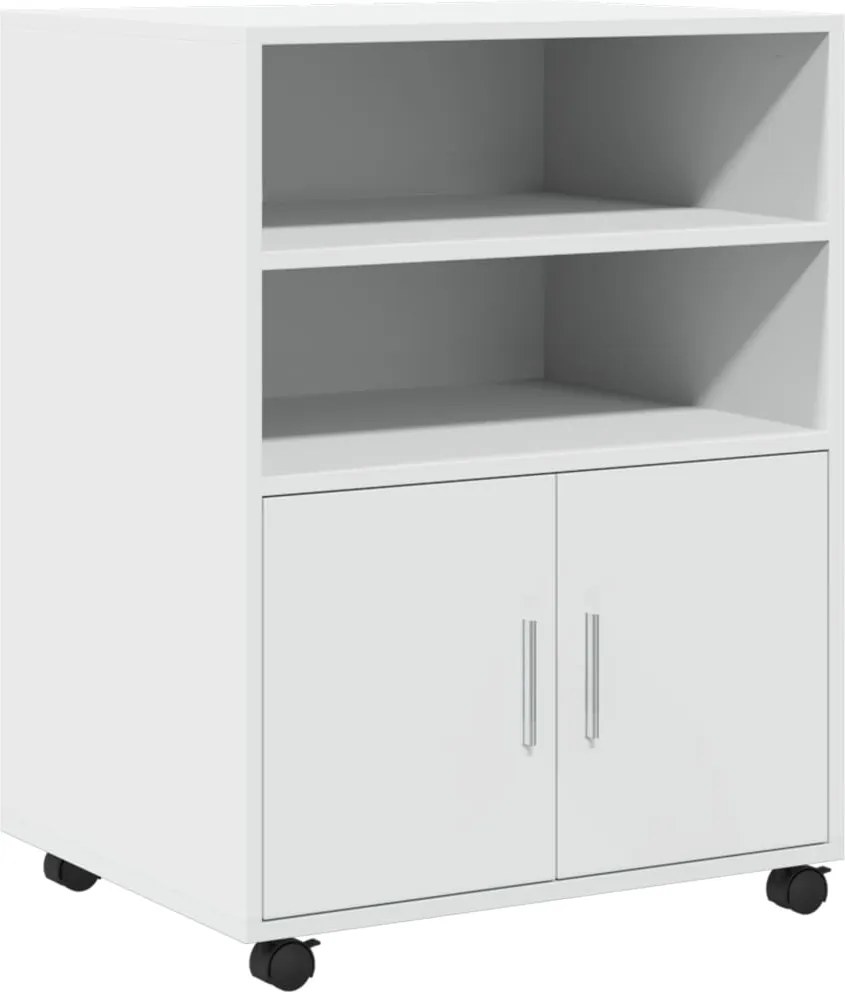 vidaXL Dulap cu roți, alb, 60x48x81 cm, lemn prelucrat