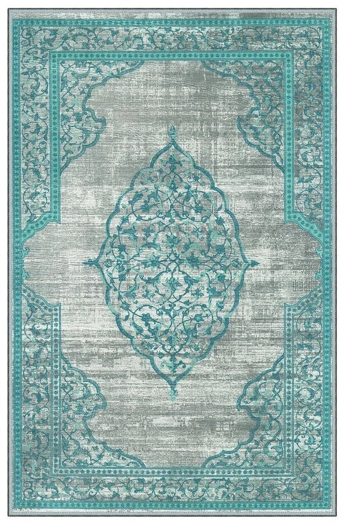 Covor de living / dormitor, Lavabil, Antidarepant Turcoaz, 80x300 cm