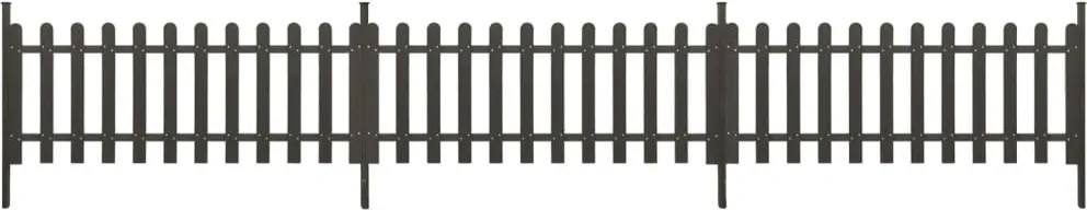 vidaXL Gard din șipci cu stâlpi, 3 buc., 614x80 cm, WPC