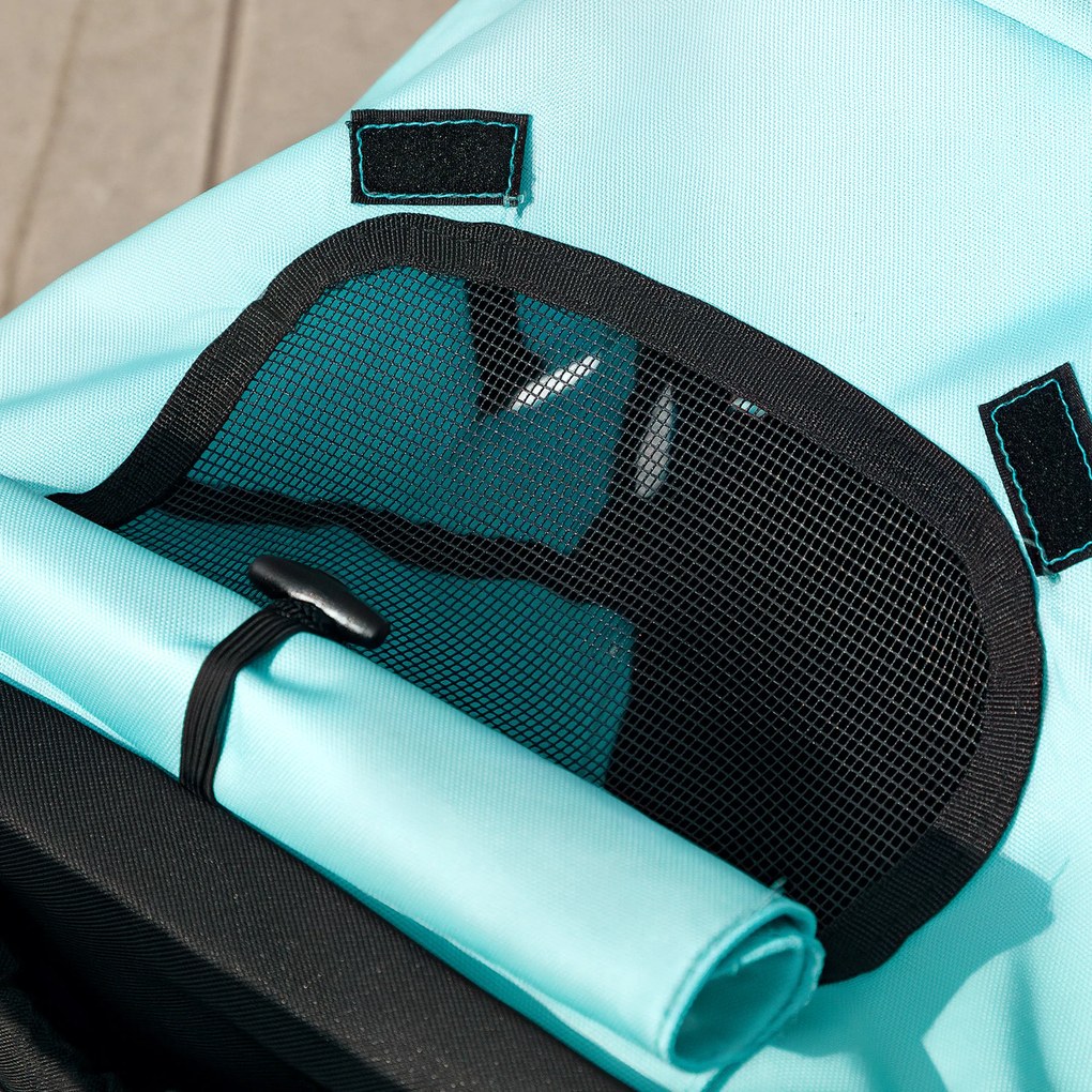 PawHut Cărucior pentru câini, cărucior pentru animale de companie pentru câini și pisici mici, cu coș de depozitare, design pliabil cu un clic, Turcoaz | Aosom Romania