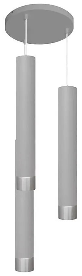 Lustr LED TUBA 3xGU10/4,8W/230V cablu, gri/crom lucios