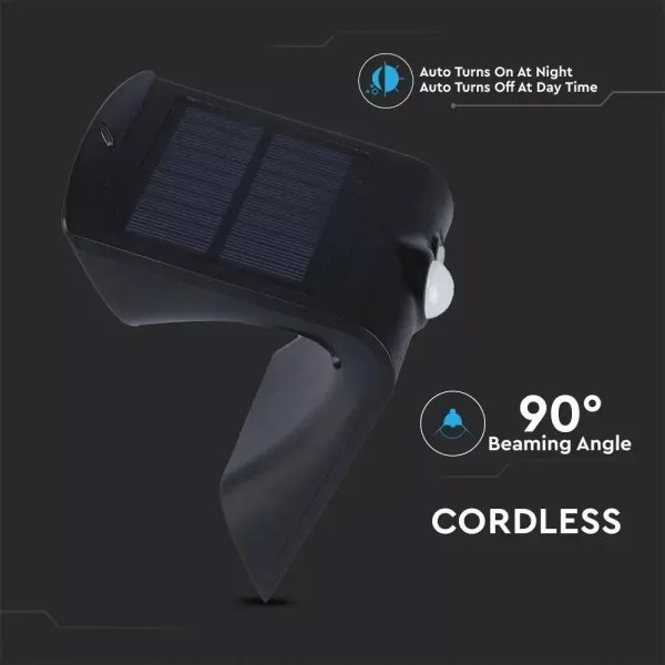 LED Aplică perete solară cu senzor LED/1.5W/3,7V IP65 negru