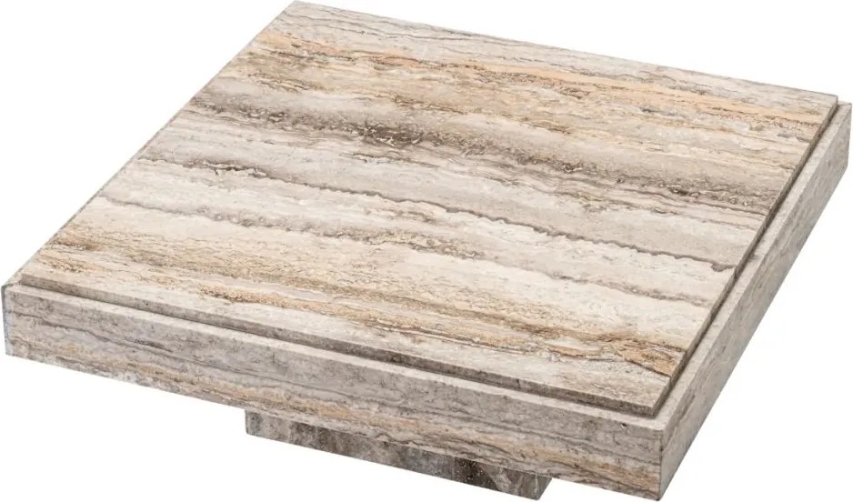 Masuta de Cafea Design LUX, Travertin, Silver, Sartoria, 83x83cm