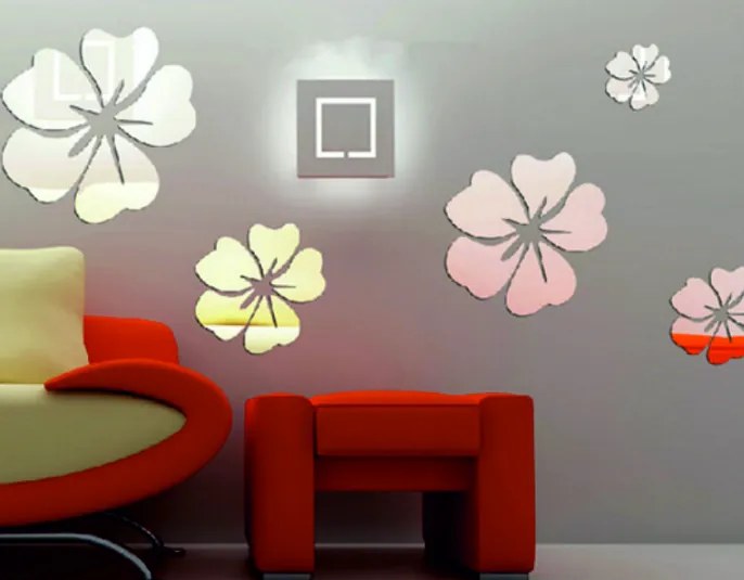 SENTOP | Sticker flori dimensiune: 1 set format din 25 petale 5pcs flori fi: 24 cm, 18 cm, 14 cm, 12 cm, 10 cm
