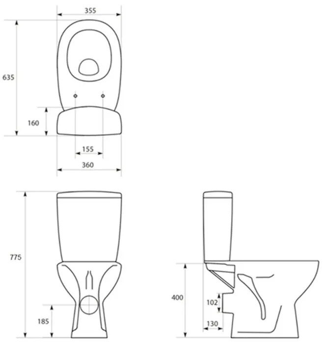 Vas WC rimless cu rezervor si capac Soft-Close inclus, Cersanit, Arteco New