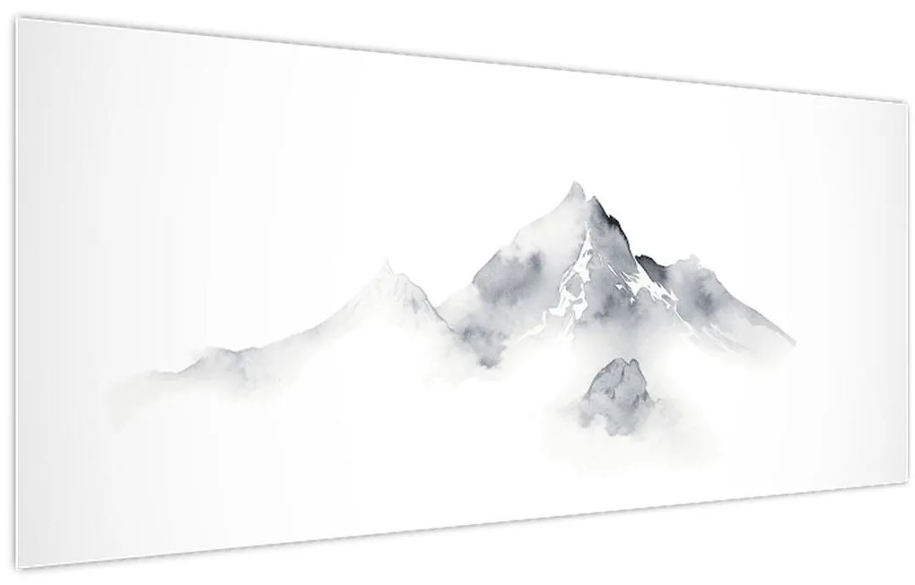Tablou - Pictură cu cerneală de munți (120x50 cm)