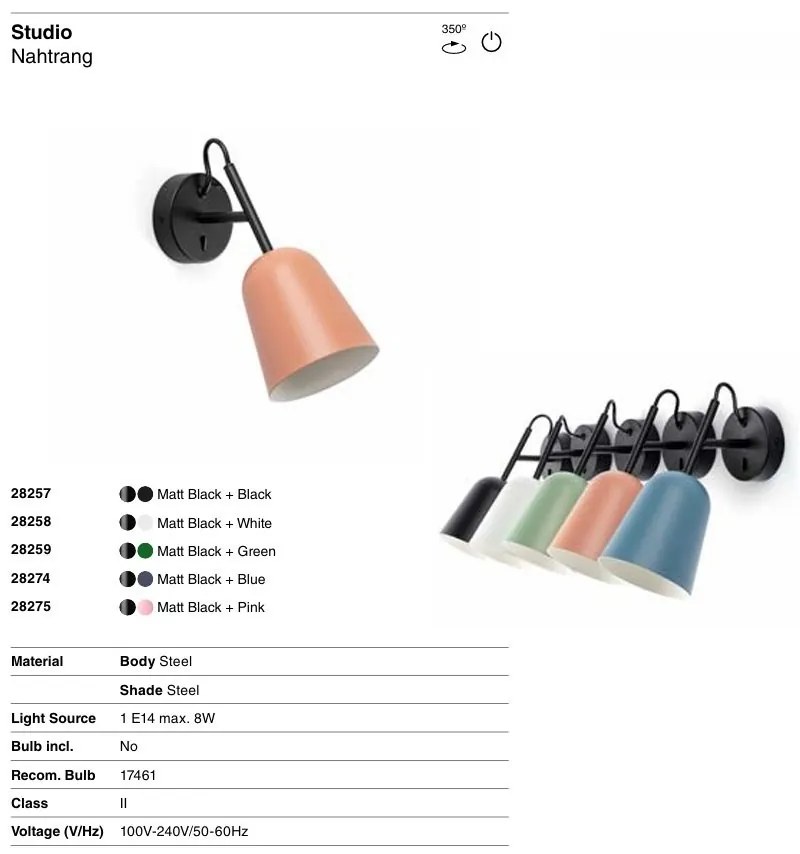 Aplica de perete design modern Studio albastru