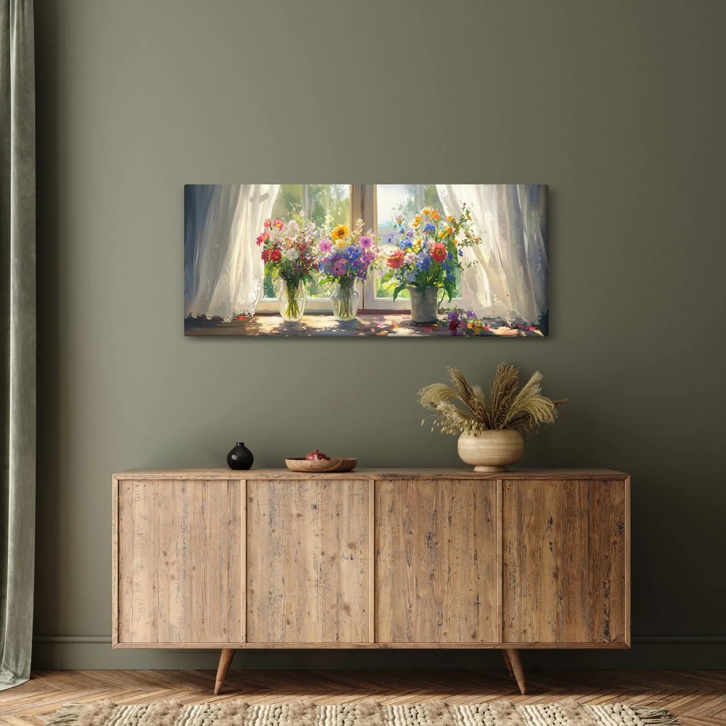 Tablou - Buchet la fereastră (120x50 cm)
