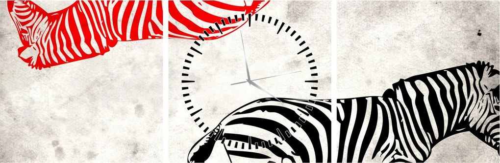 Tablou - Zebre (cu ceas) (90x30 cm)