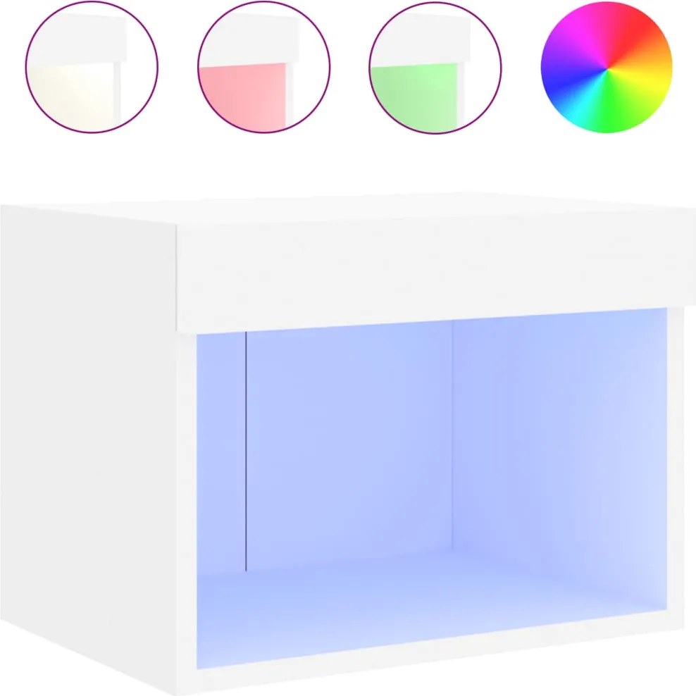 vidaXL Noptieră cu lumini LED montată pe perete, alb
