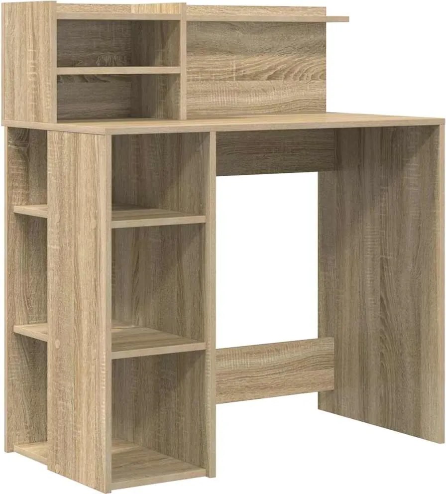 vidaXL Birou cu raft Stejar Sonoma 90 x 48 x 101,5 cm Lemn compozit