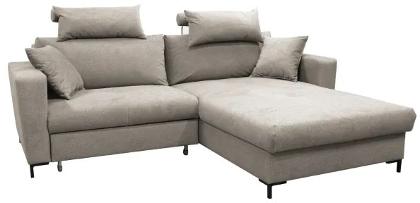 Colțar extensibil HORTA, în formă de L, cu spațiu de depozitare, pe partea dreaptă, gri