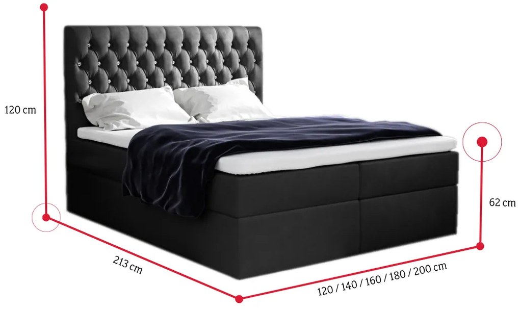 Supermobel Pat tapițat boxspring MONET + topper, 120x200, jasmine 20