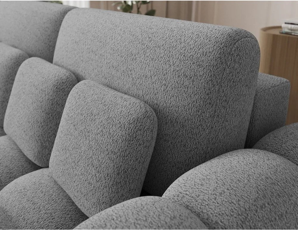 Canapea gri extensibilă cu tapițerie din țesătură bouclé 256 cm Cotonn – ELTAP
