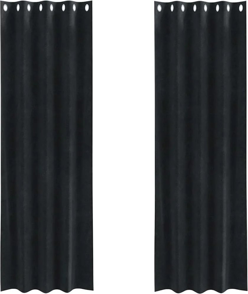 vidaXL Perdele opace 2 pcs Negru 140 x 245 cm Catifea