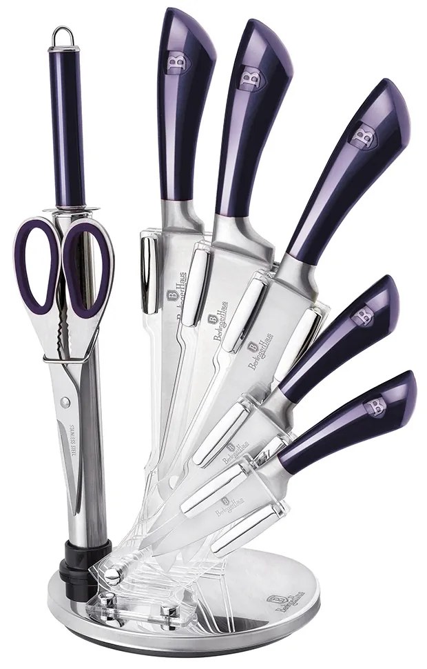 Set cutite 8 piese cu suport Purple Berlinger Haus BH 2670